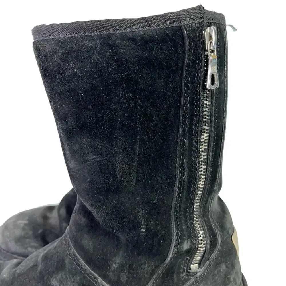 Ugg Australia Womens 5116 Mayfaire Black Side Zip Suede Genuine Leather Boots 6